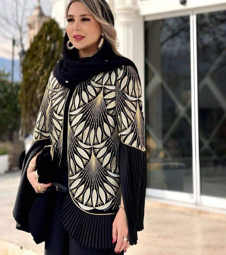 کت مانتویی مدل حورناز جنس پلیسه و تافته لمه دار
