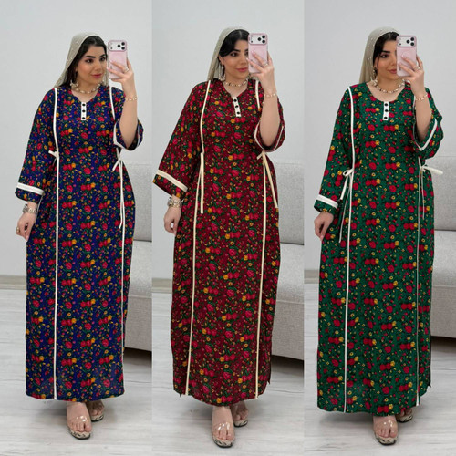 پیراهن ساحلی نازخاتون جنس نخی خنک و سبک