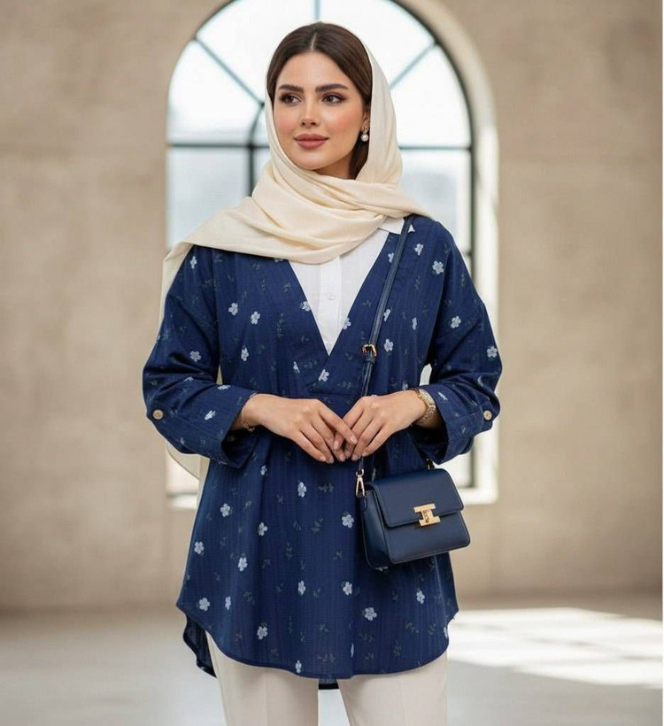 شومیز گل گچی جلوبسته جنس کراش نرم و لطیف