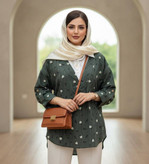 شومیز گل گچی جلوبسته جنس کراش نرم و لطیف