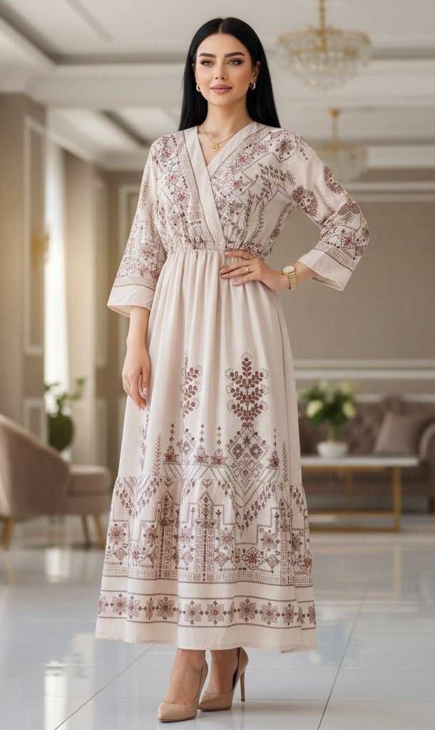 پیراهن ساحلی مزونی کتیبه جنس بوگاتی درجه یک