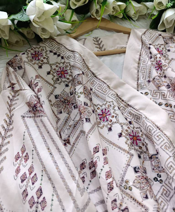 پیراهن ساحلی مزونی کتیبه جنس بوگاتی درجه یک