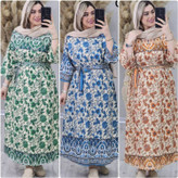 پیراهن روژین کمربنددار جنس کرپ سبک و خنک