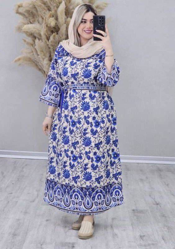 پیراهن روژین کمربنددار جنس کرپ سبک و خنک