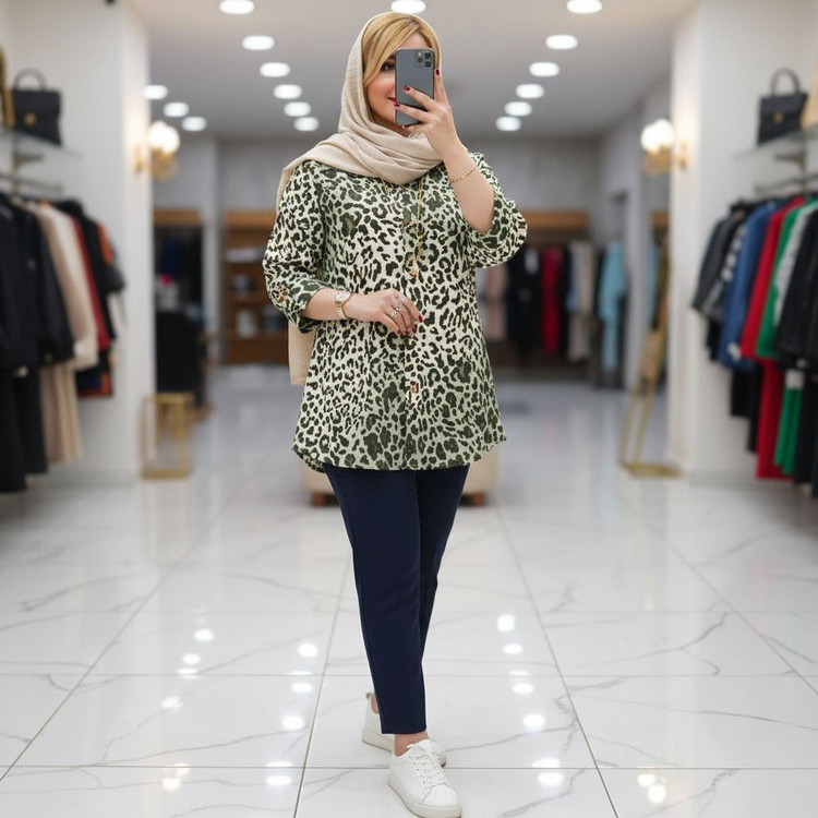 شومیز پلنگی جنس کراش چاپی