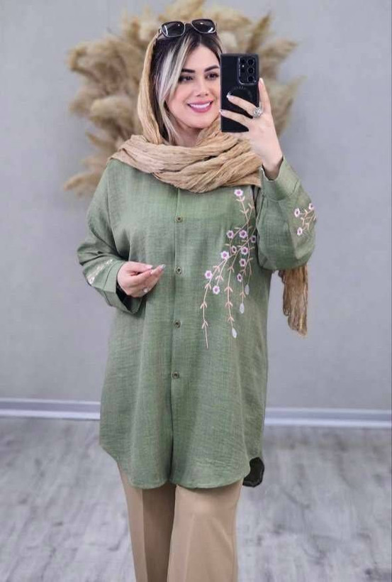 شومیز مانتویی آرتینا جنس شانتون