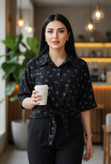 شومیز گره ای پاپیون جنس ینزی وارداتی درجه یک