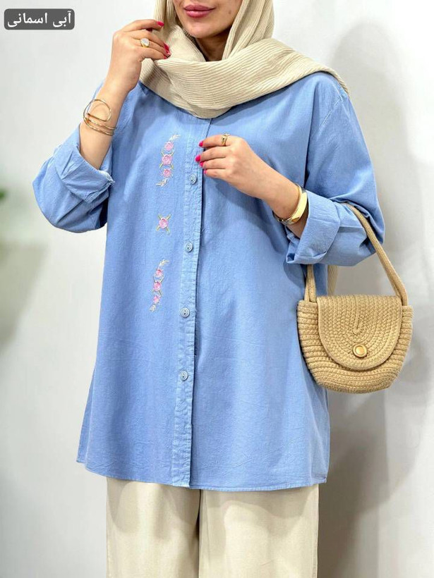 مانتو گلابتون گلدوزی شده جنس الیاف آنزیم شور
