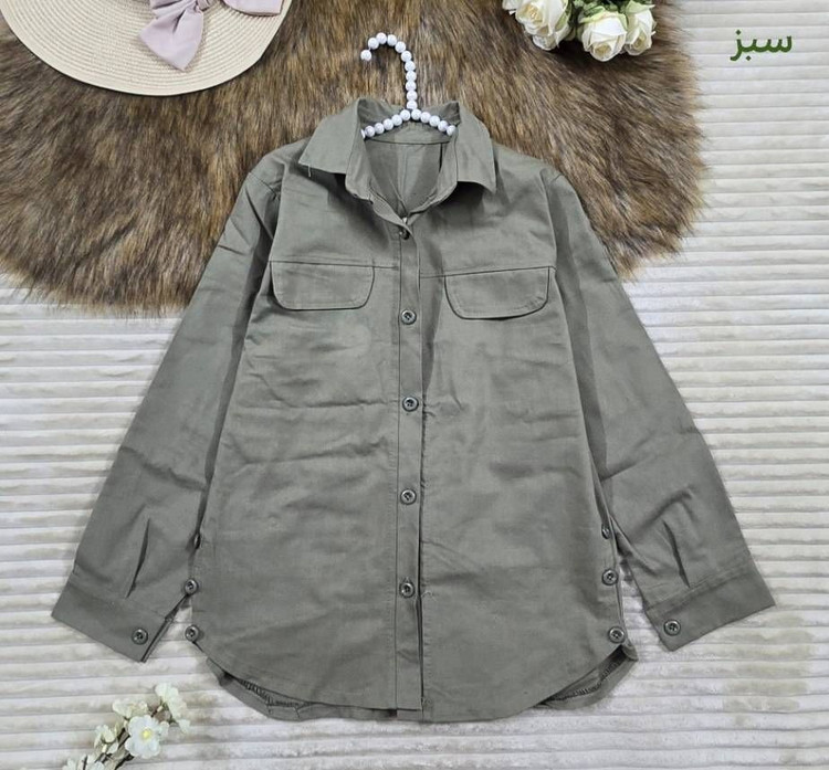 مانتو کتان بغل دکمه سنگشور شده