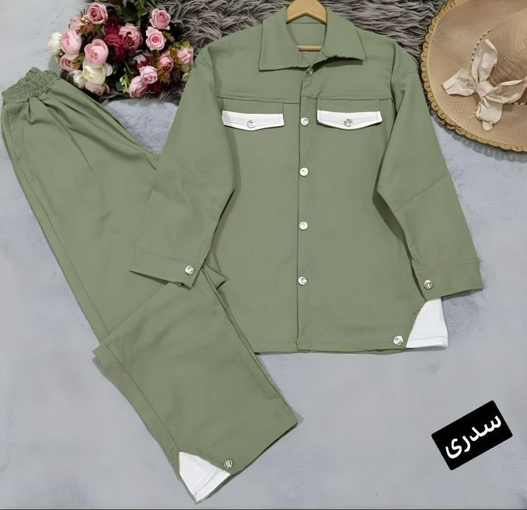 ست مانتو شلوار شیدا جنس کتان کش درجه یک