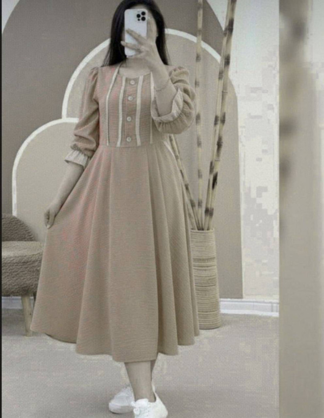 پیراهن ژیلا کمربنددار جنس شانتون و مازراتی