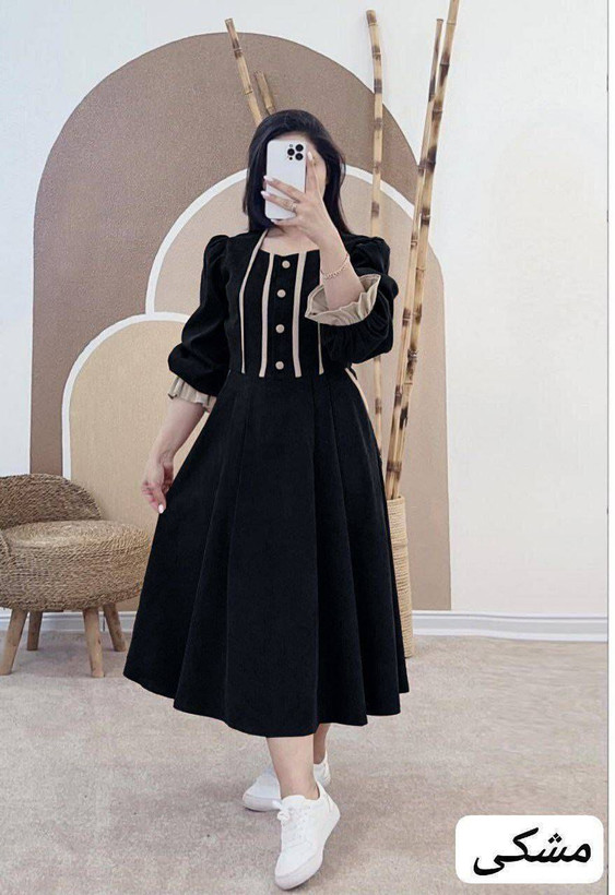 پیراهن ژیلا کمربنددار جنس شانتون و مازراتی