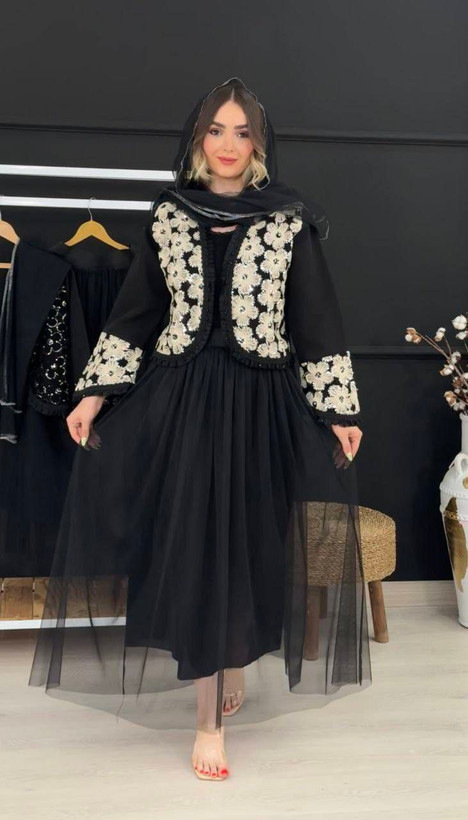 ست سه تیکه کت و دامن و شال روناک