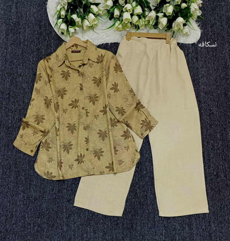 ست شومیز شلوار گلبرگ جنس شانتون درجه یک وارداتی