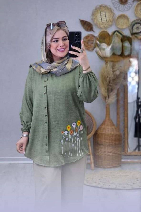 تونیک جلودکمه جنس شانتون