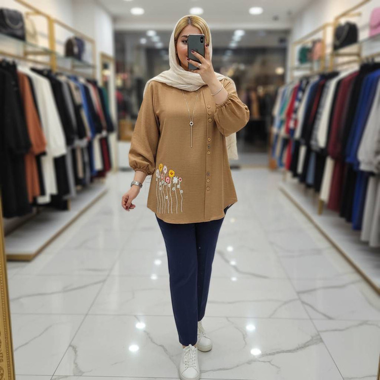 تونیک جلودکمه جنس شانتون