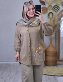 تونیک جلودکمه جنس شانتون