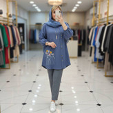تونیک جلودکمه جنس شانتون
