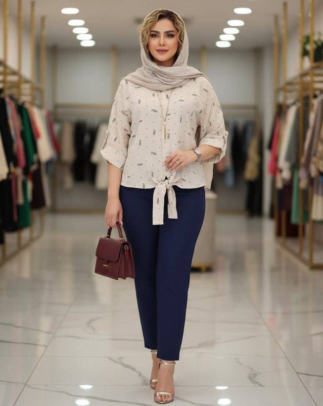 شومیز گره ای میو جنس صوفیا دیپلمات لمه ای