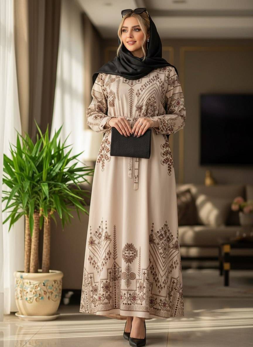 پیراهن ساحلی کتیبه جنس بوگاتی گرم بالا