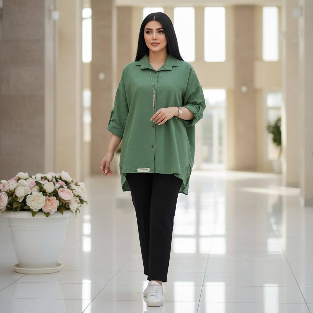 شومیز مانتویی سلین جنس پنبه درجه یک