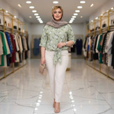 شومیز گره ای برگی جنس شانتون