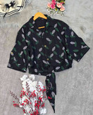 شومیز گره ای برگی جنس شانتون