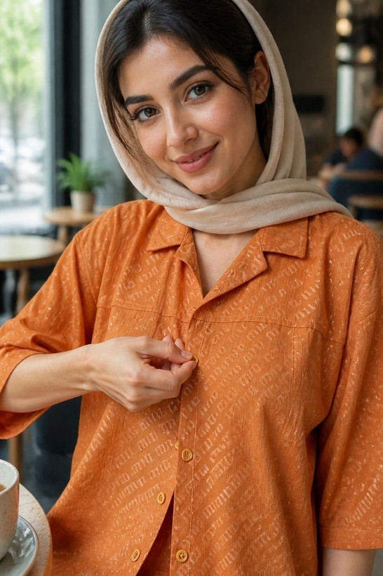 شومیز مانتویی شیشه ای