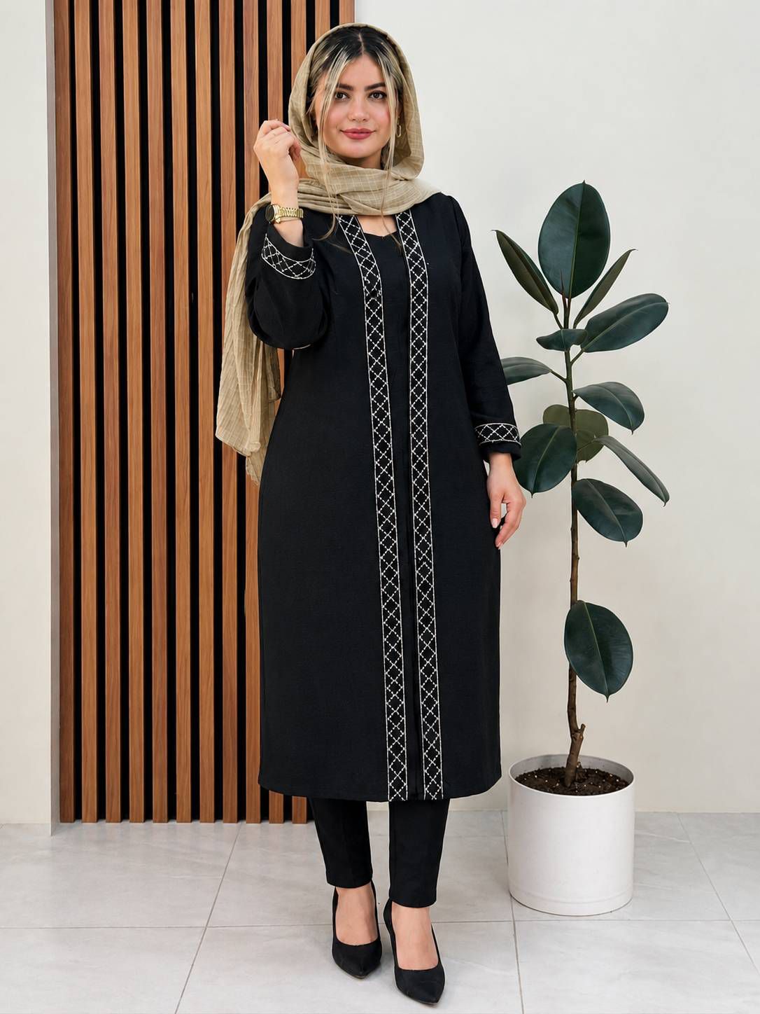 مانتو بلند هانیه جنس شانتون درجه یک