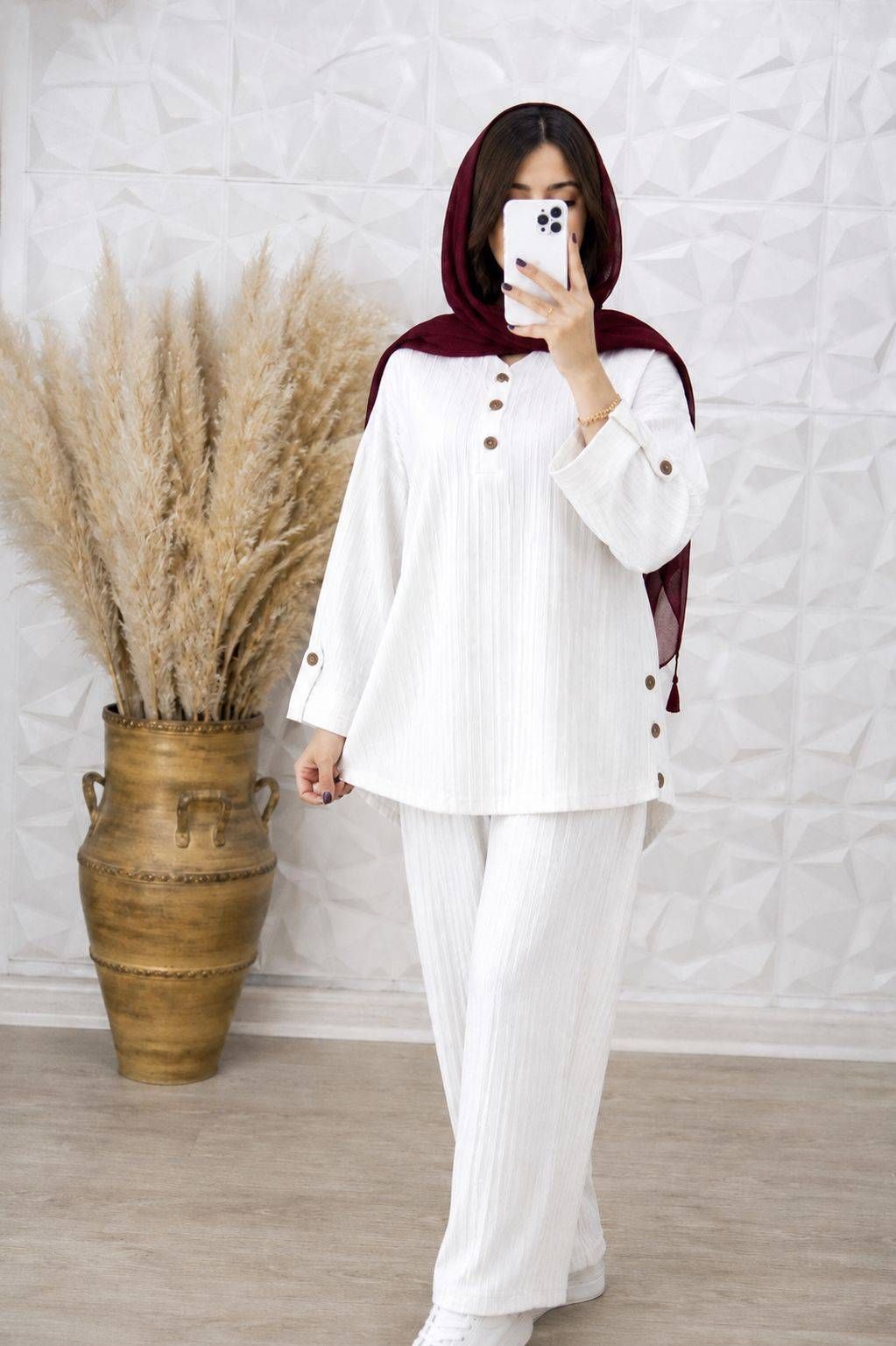 ست شومیز شلوار آیوا ساناز سفید