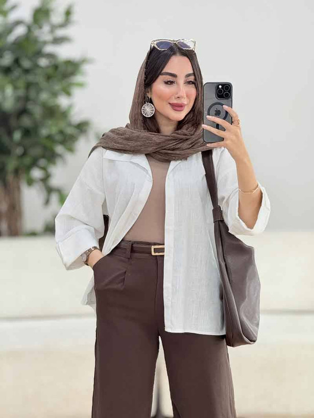 شومیز باکسی شفق جنس شانتون