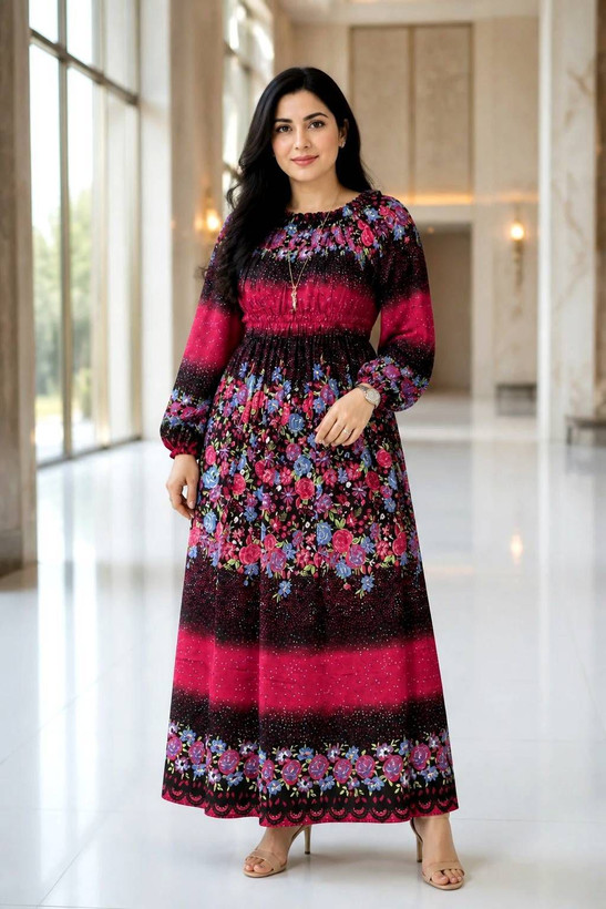 پیراهن ساحلی نخی کمرکش