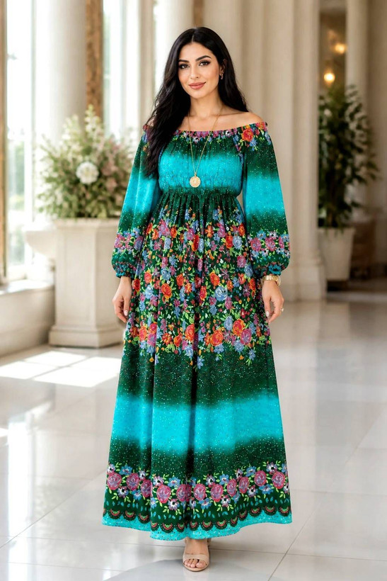 پیراهن ساحلی نخی کمرکش