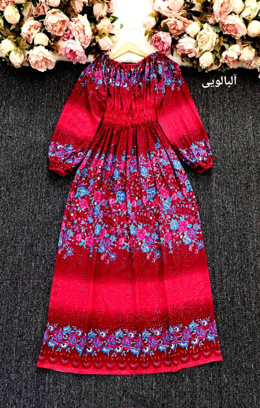 پیراهن ساحلی نخی کمرکش