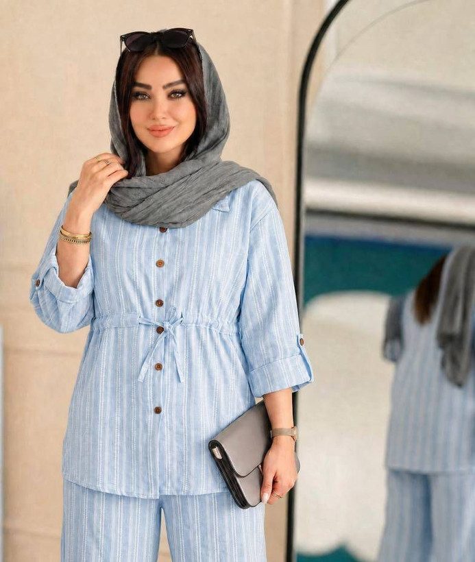 ست شومیز شلوار دلدار جنس شانتون
