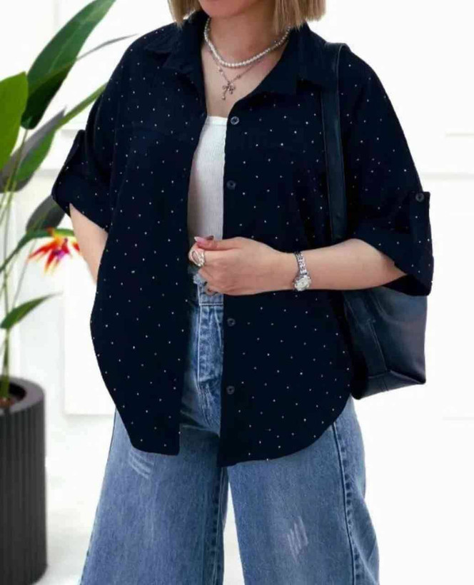 شومیز نگینی چکاوک جنس شانتون طرحدار