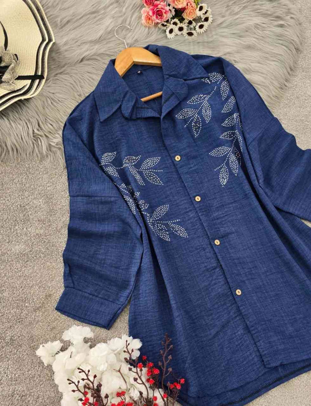 شومیز مانتویی نگینی جنس شانتون