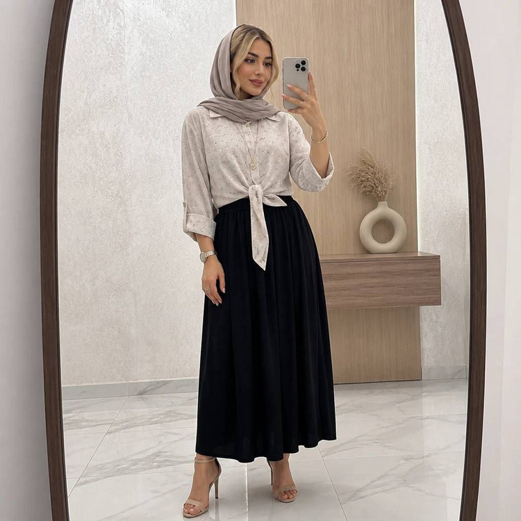 شومیز گره ای و دامن ستوده