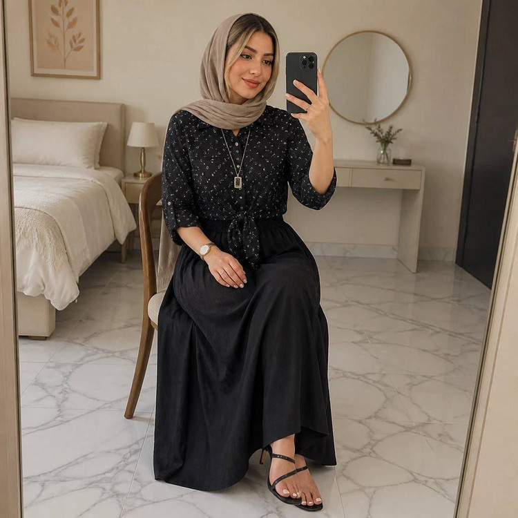 شومیز گره ای و دامن ستوده