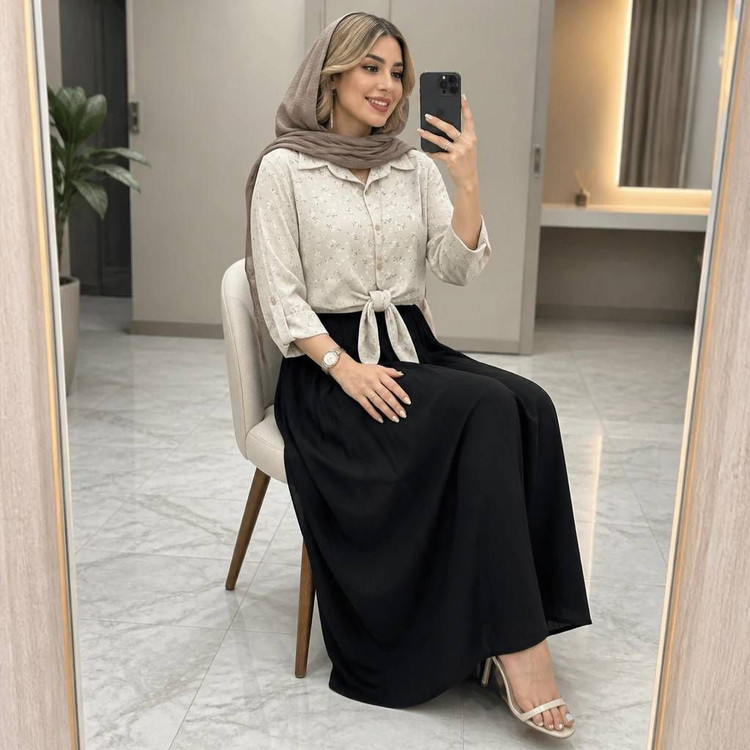شومیز گره ای و دامن ستوده