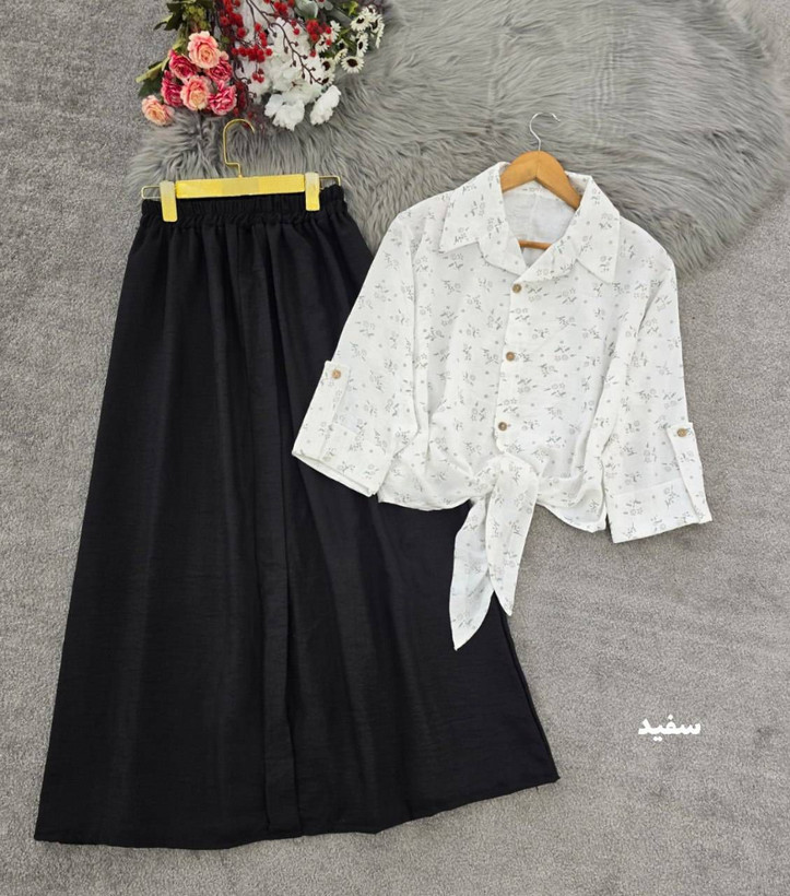 شومیز گره ای و دامن ستوده