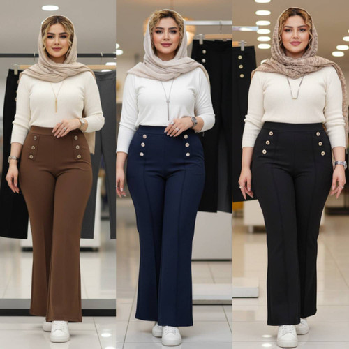 شلوار دمپا گشاد کمردکمه ای