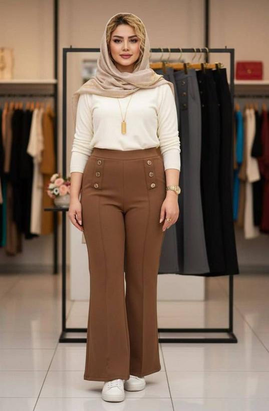 شلوار دمپا گشاد کمردکمه ای