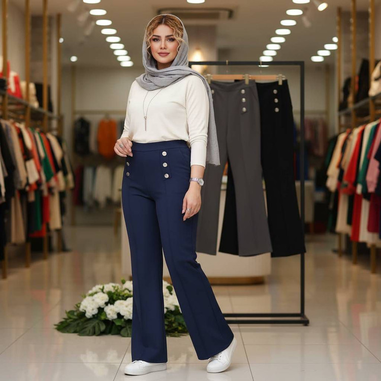 شلوار دمپا گشاد کمردکمه ای