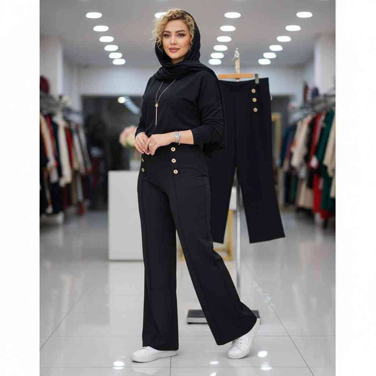 شلوار دمپا گشاد کمردکمه ای
