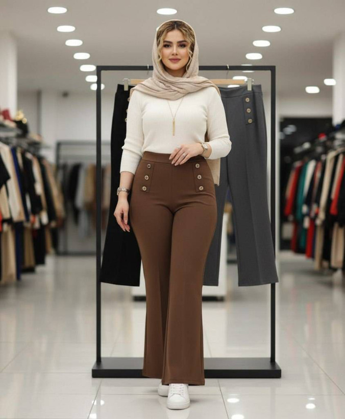 شلوار دمپا گشاد کمردکمه ای