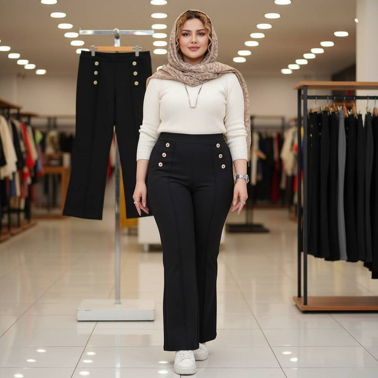 شلوار دمپا گشاد کمردکمه ای