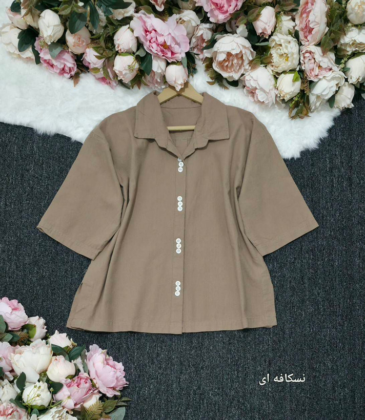 مانتو آستین سه دکمه جنس لنین پنبه