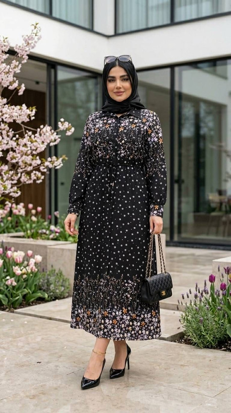 پیراهن جلودکمه گلزار جنس بوگاتی اعلا