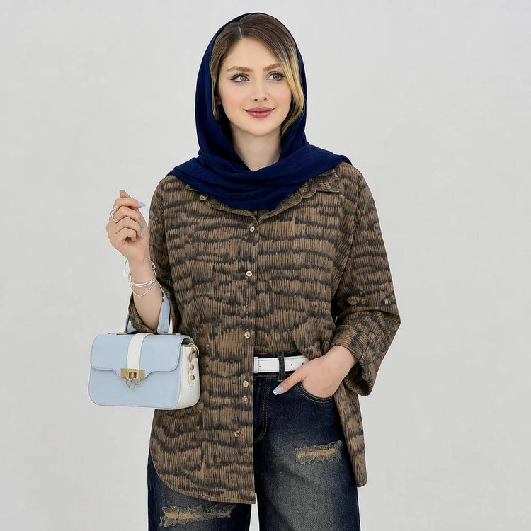 شومیز مانتویی گازوئیلی غزل جنس شانتون